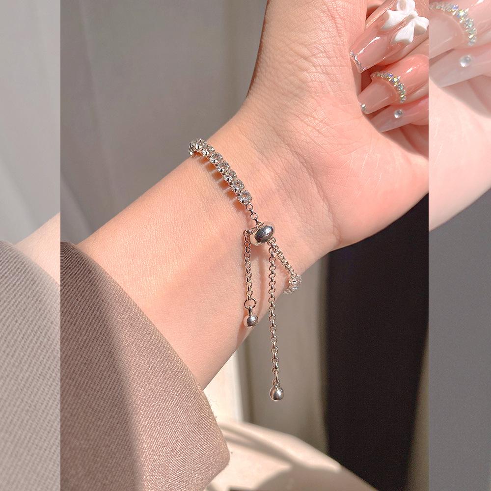 Elegant Zircon Bracelet for Women - High-End, Shiny, Versatile, and Trendy Cold Style Bangle