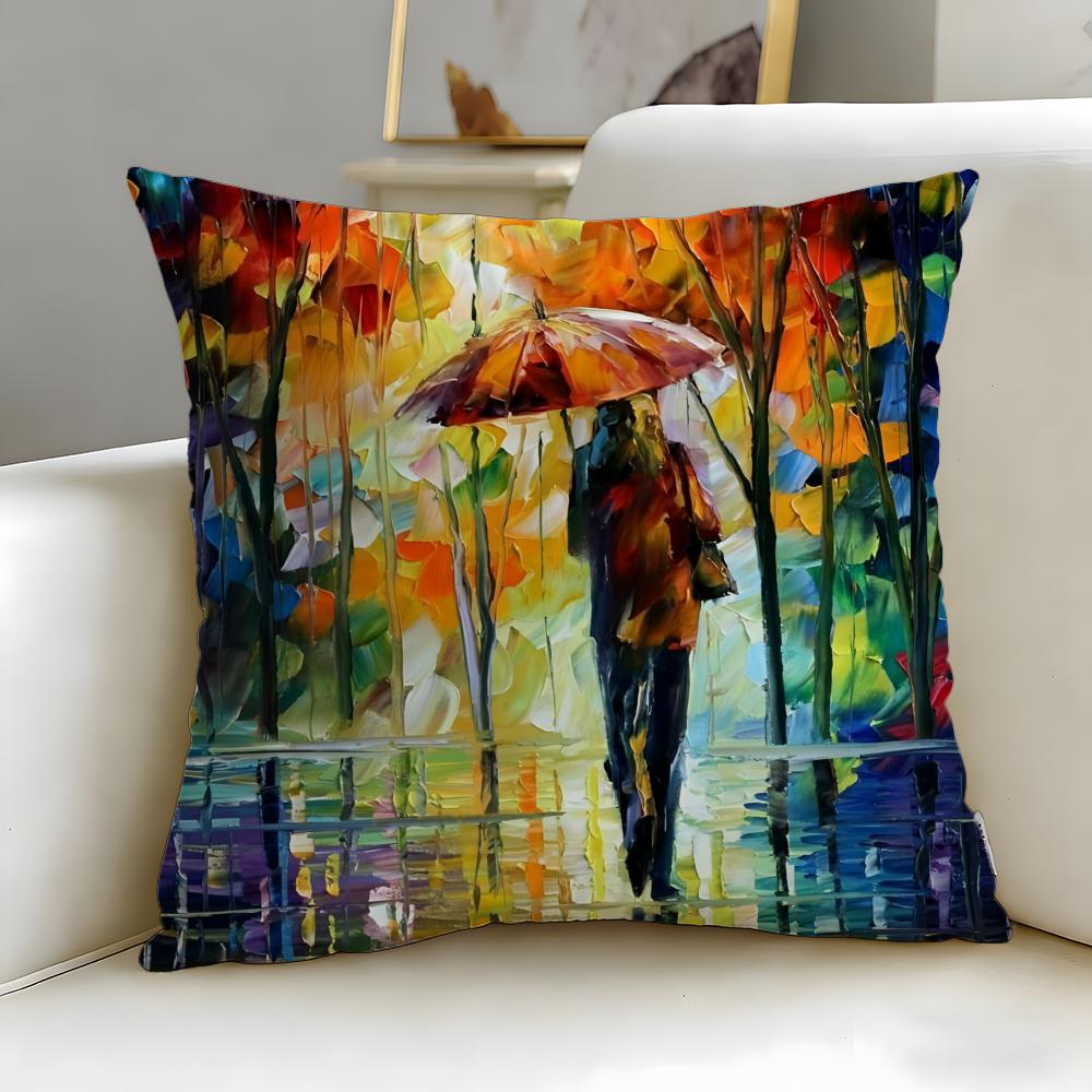classic artist Leonid Afremov Cushion Cover Soft & Easy-Wash Pillow Case – Versatile for Couch, Bed, Travel and Office