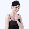 Black Mesh Headdress Stewardess Hat French Temperament Pearl Bow Hair Clip For Women