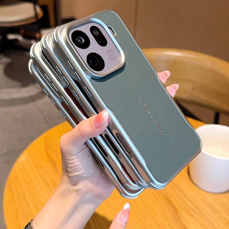Custodia magnetica con lama in pelle PU semplice + Bordo argentato Paraurti per lente per OPPO Find X9 Pro X9