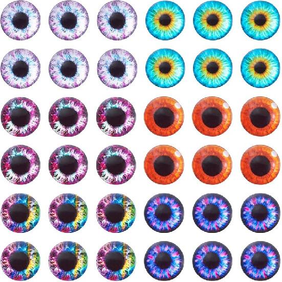Pandahall 60Pcs Evil Eye Glass Cabochons - 12mm Half Round Flatback Dome Lucky Eye Cameo Gem Cover Beads for Pendant Props Photo Jewelry Making