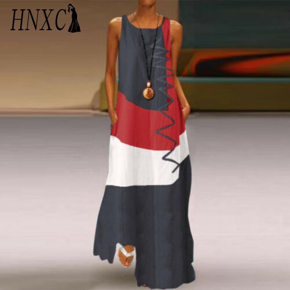 

HNXC Женская мода лето весна повседневные платья без рукавов с круглым вырезом XXXXXL