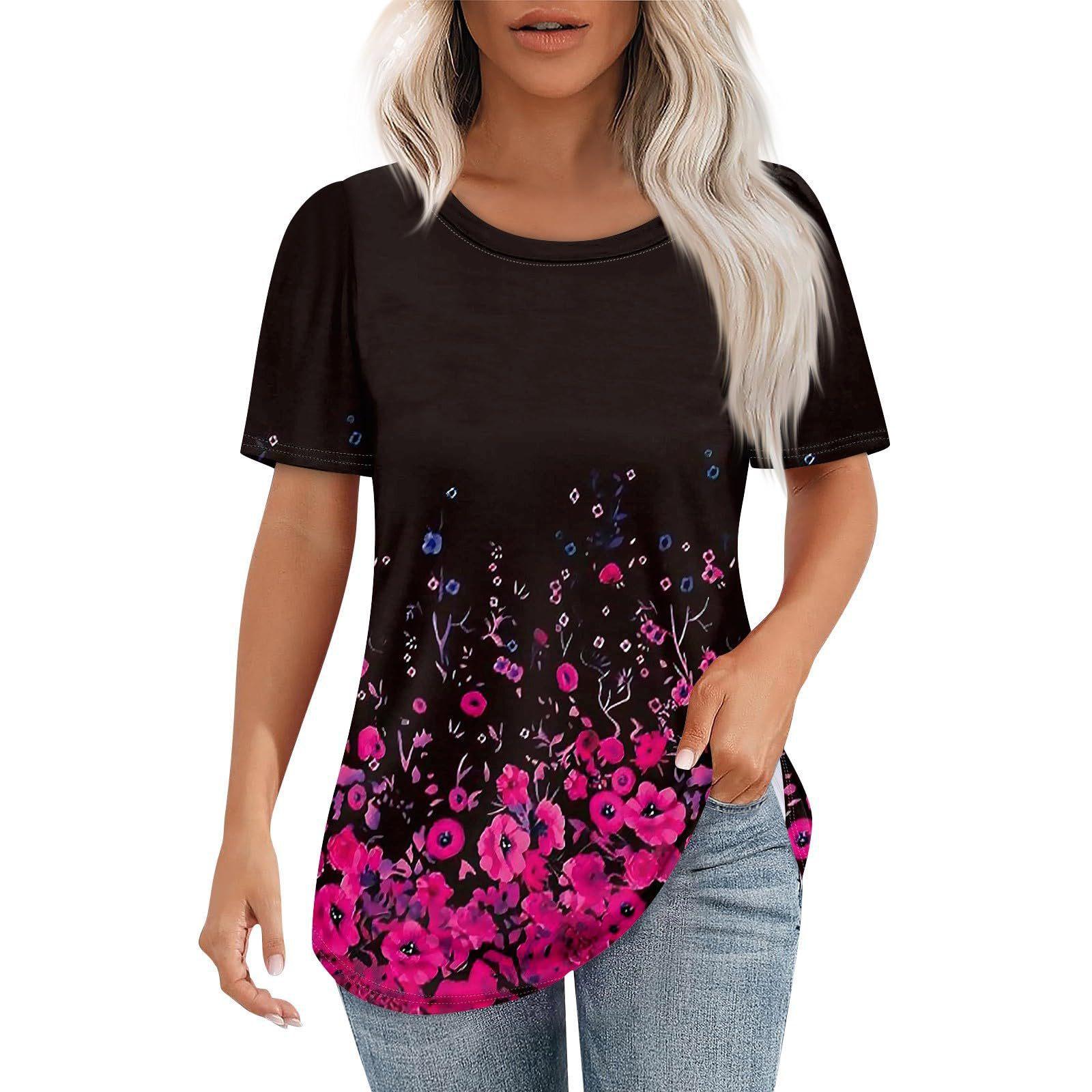 

European Style Women Clothing Casual Versatile Short Sleeve Round Neck T-Shirt WA30 2XL