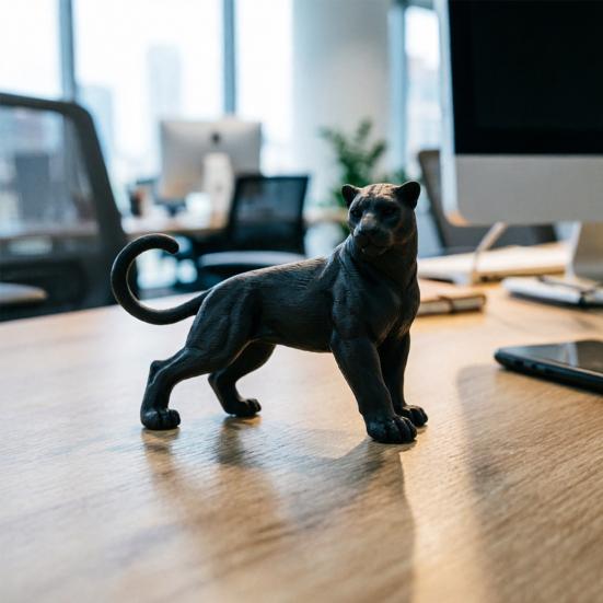 Czarny Pantera Ozdoba Drukowana 3D Mini Matowa Czarna Dekoracja Biurkowa Figurka Zwierzęcia z Dżungli dla Dzieci, Zabawka Prezent dla Chłopców i Dziewczynek