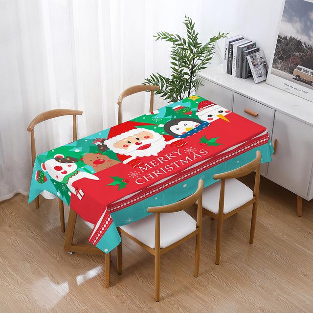 Christmas Tablecloths Holiday Decorations Santa Claus Printed Home Kitchen Table Stain -Resistant Tablecloths  Year Gifts