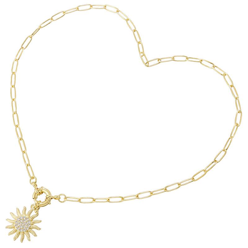 Bohemian Sunflower Necklace Female Personality Hip Hop Sunflower Mangstar Collarbone Chain Necklace Vl697