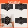 Shaped Heart Magnetic Buckle Waist Belt Elastic Waistband And Synthetic Leather