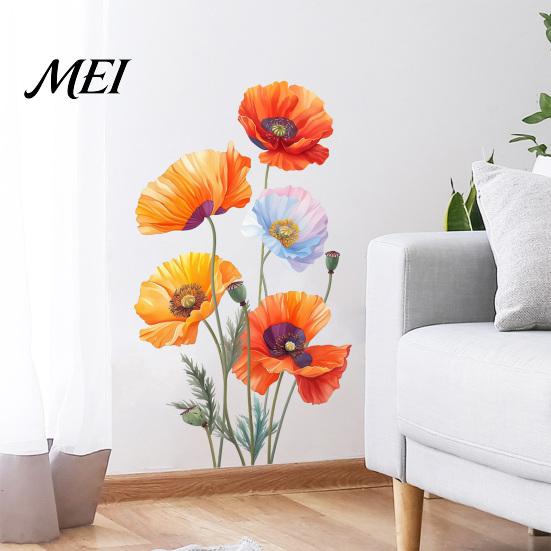 Adesivi Decorativi Floreali per Porte in Vetro 2 Pezzi Adesivi Murali Acquerello, Decalcomanie Floreali Impermeabili in PVC, Adesivi Versatili da Applicare e Staccare Pareti