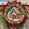 Gingerbread House Wreath Metal Sign Christmas Outdoor Wall Decor