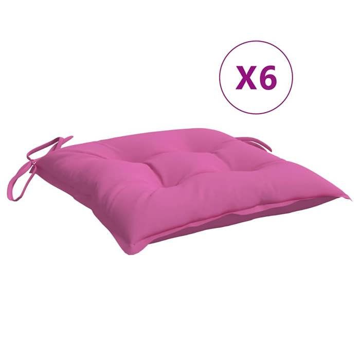 VidaXL Coussins de chaise 6 pcs rose 50x50x7 cm tissu oxford 361560