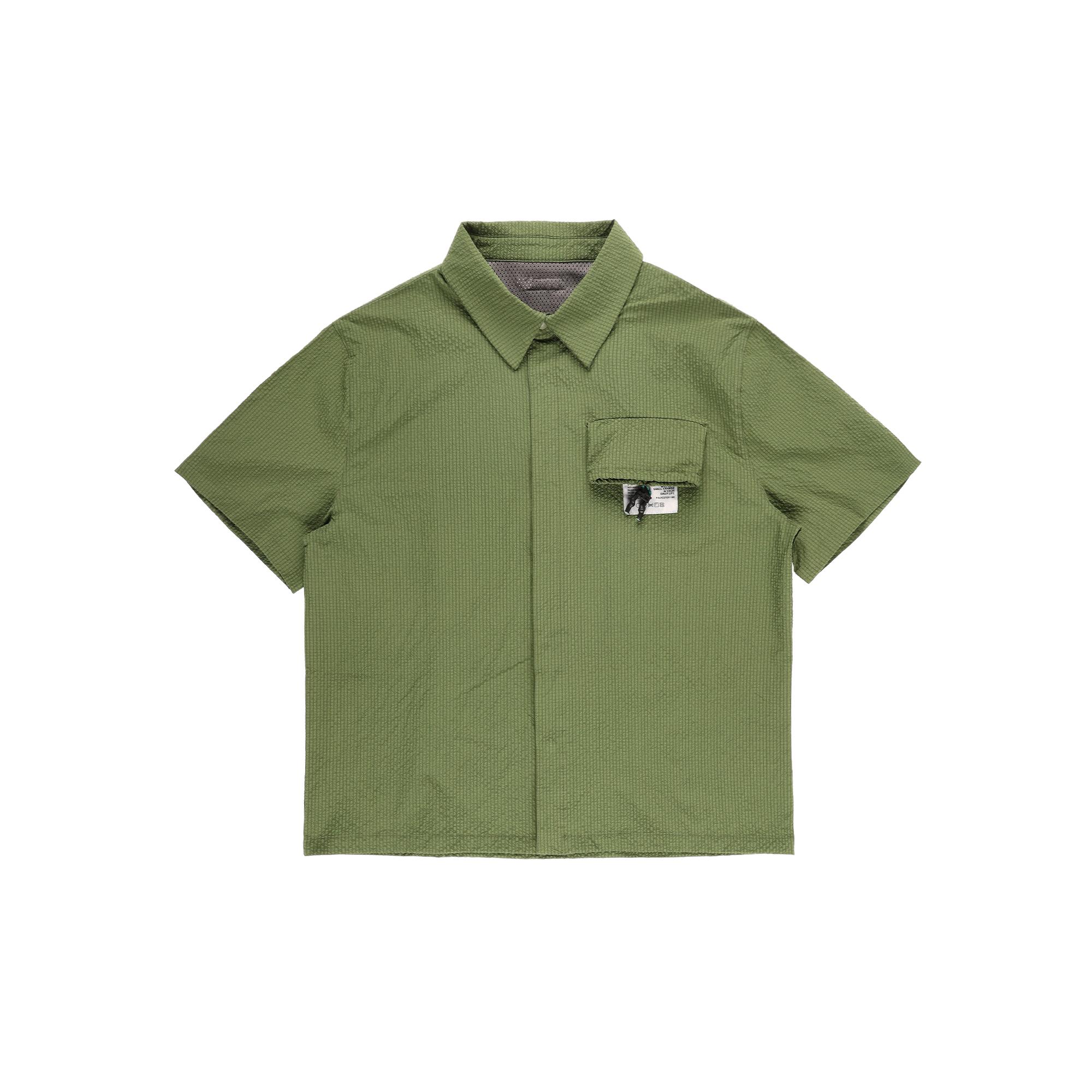 The World Packable Seersucker Half Shirts Green 1