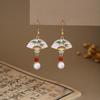 Elegant Butterfly Water Drop Pearl Tassel Earrings for Women - Traditional Qipao Style