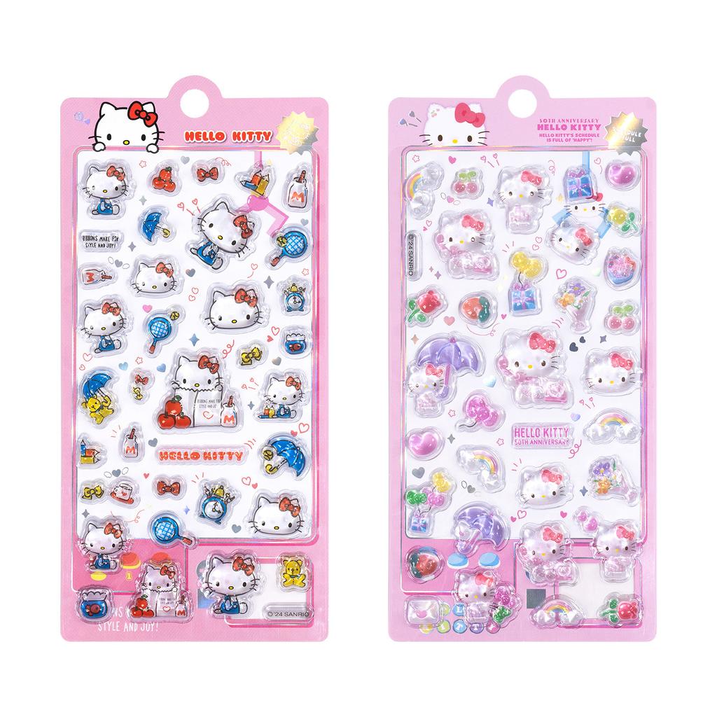 2pcs Kawaii Hello Kitty 3d Embossed Crystal Sticker Waterproof Diy Mobile Phone Case Decoration Sticker Hand Account Sticker