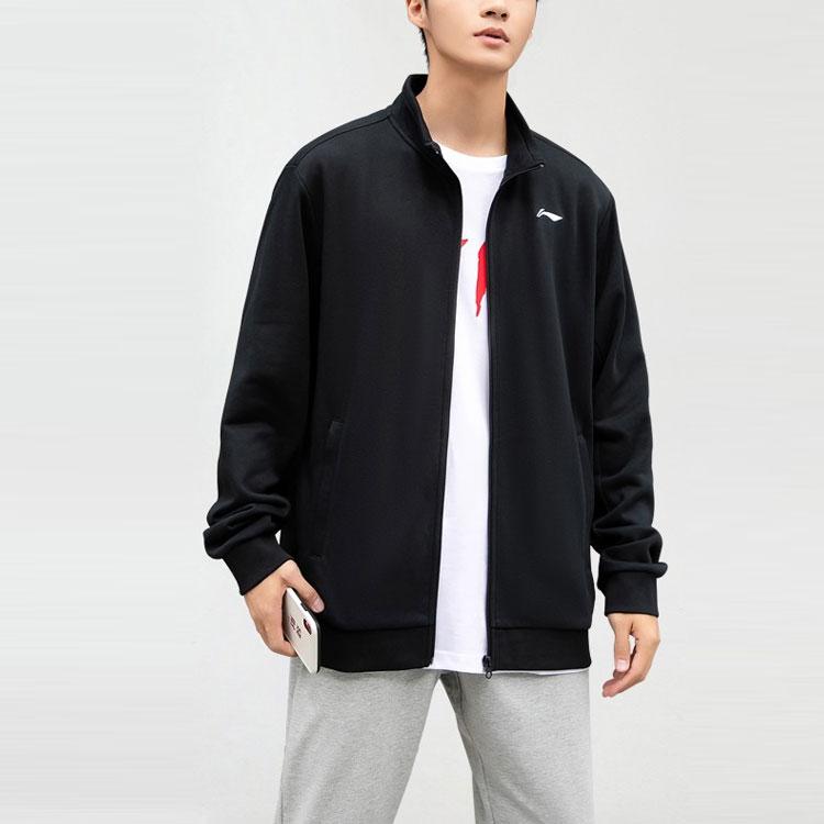Li Ning Stand Collar Loose Jacket Men Jackets Black AWDRB23-1