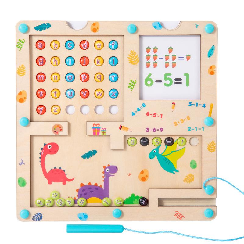 

3 In 1 Wooden Magnetic Maze Double Sides Board Game Children Sensory Alphabet Digital Cognize Montessori Educational Toys