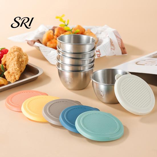 Travel Condiment Container Salad Dressing 1.6oz Leakproof Airtight Dip with Lids Reusable Lunch Box Sauce Holder Stainless Steel Cups for Boxes