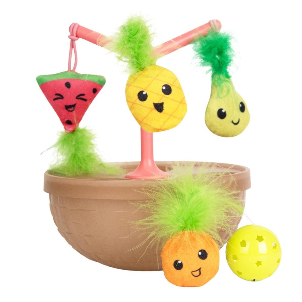 

Wobbling Cat Toy Fruit Bowl with 5 Interactive Catnip Toys Jingle Ball Plush Flingers Indoor Entertainment Cats United States