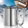 220Ml Camping Travel Stainless Steel Cup Carabiner Hook Handle Picnic Water Mug Outdoor Travel Hike Cup