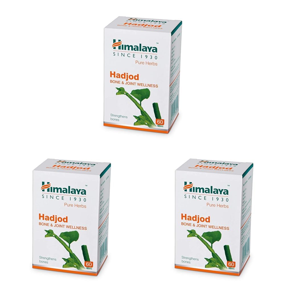 Himalaya Pack of 3 Wellness Pure Herbs Hadjod Bone & Joint Wellness - 60 Tablets Each - Supports Joint Health & Bone Recovery