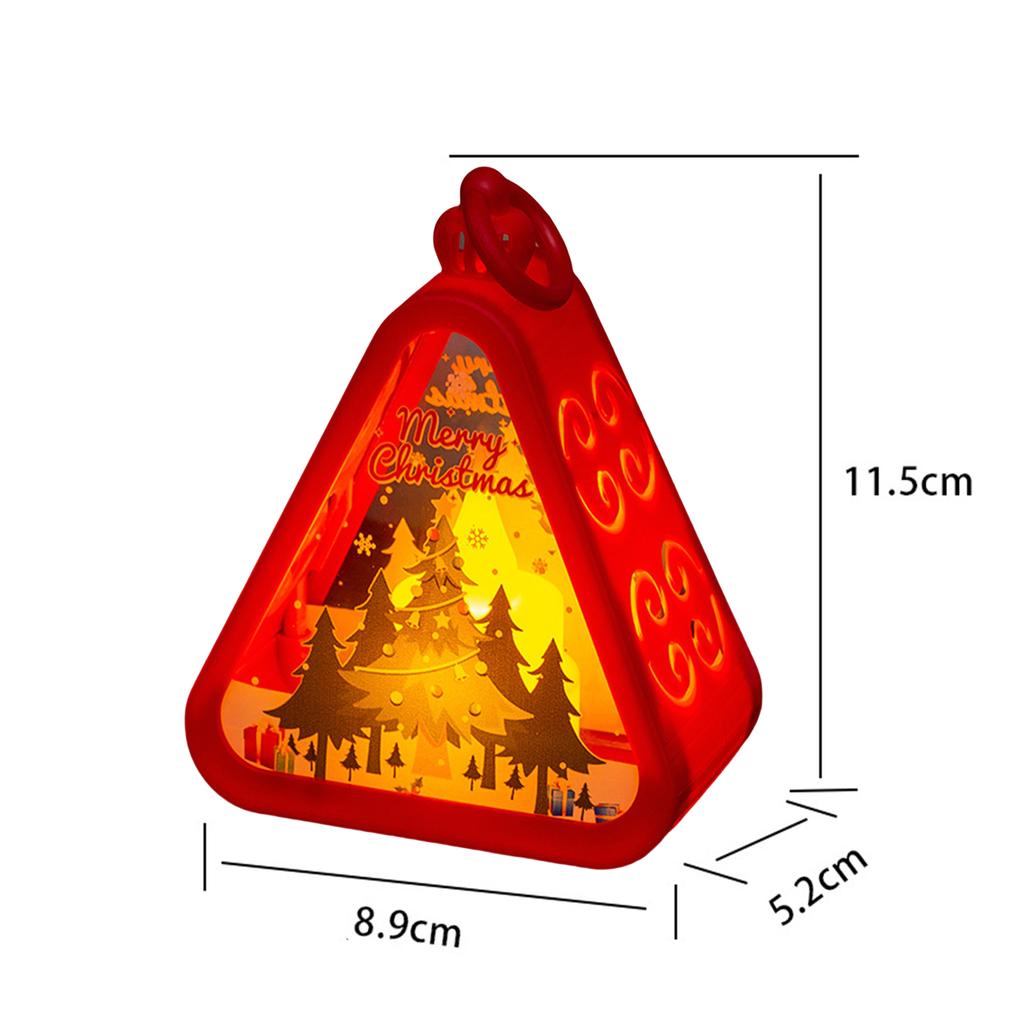 Mini Christmas LED Triangle Lantern Santa Claus Snowman Festival Lamp Bedside NightLight Xmas Holiday Table Decor Ornaments Gift