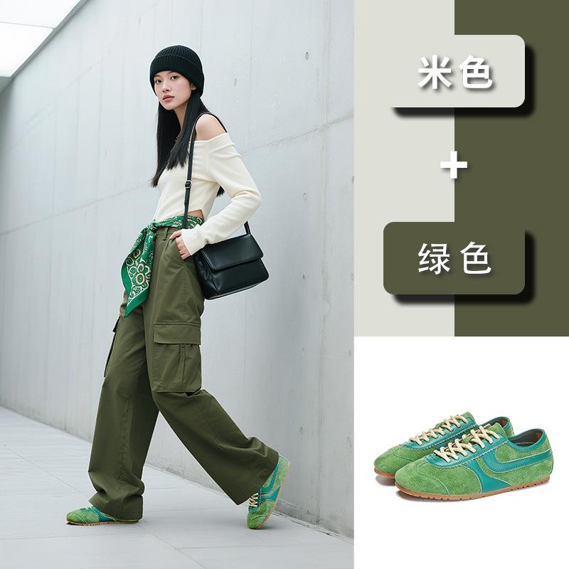 Leather Women's Autumn New Flat-bottomed Sports Shoes Women's Casual Versatile Shoes Children's Solid Color Women's Shoes Trend