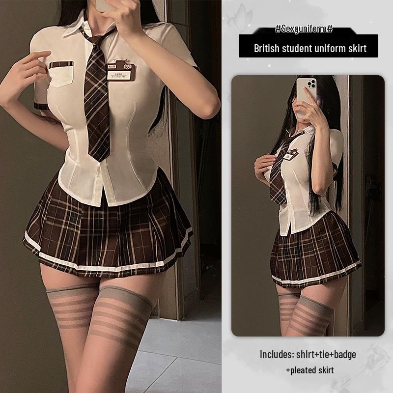 Xianyi Sexy Schoolgirl Cosplay Lingerie Set: Temptation JK Mini Skirt & Sukumizu Outfit for Women