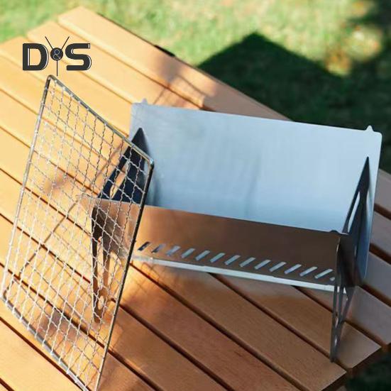 Portable Charcoal Grill Stainless Steel BBQ Stove for Outdoor Camping Picnic Hiking Folding Air Ventilation Design Grill Lightweight Barbecue Grill