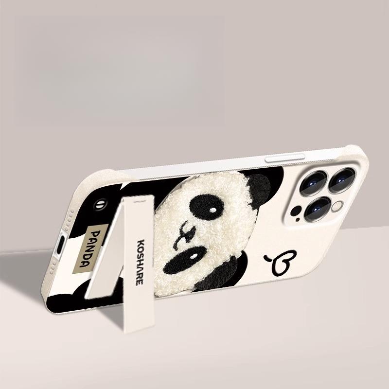 Cute Plush Panda Doll Suitable for Apple 16 Mobile Phone Case Iphone15PRO Ultra-thin Frameless 14 Anti-fall X