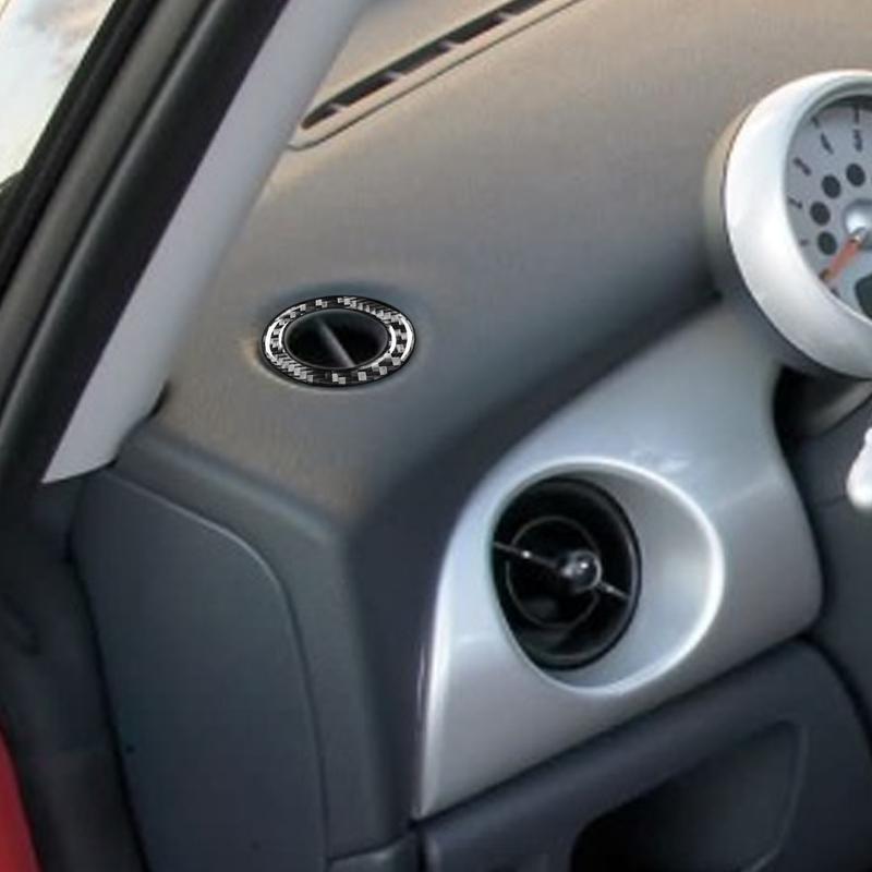For Mini Cooper Hatch One R50 R53 2002-2004 Carbon Fiber Dashboard Both Side Defogging Air Outlet Ring Trim Car Interior Sticker