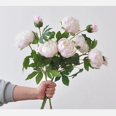 82cm Artificial 3 Heads Rich Peonies Branches Real Touch Fake Flowers Simulation Peony Purple Flower Holiday Party Decoration