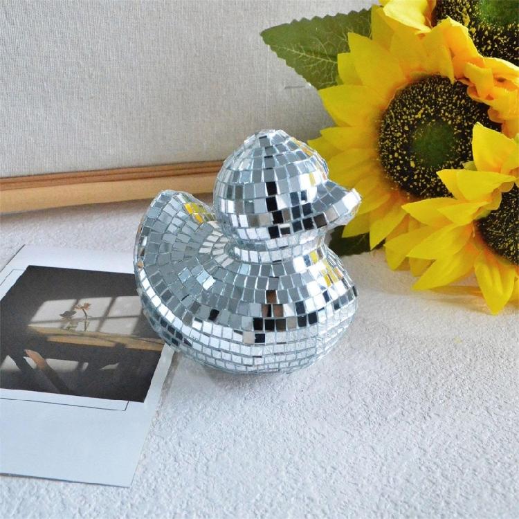Einzigartige Silberglas Entenform Spiegelnde Figur Reflektierende Entenstatue Discos Ornament für Partydekorationen Enthusiasten