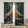 2pc,  Party Curtain Forest Scene Camping Machine Washable Fabric,Without Electricity Festive Backdrops Use for College Dormitory