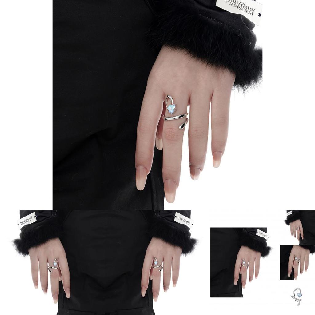 Trendy Heart Shaped Zirconia Adjustable Ring For Women Elegant Fashion Accessory