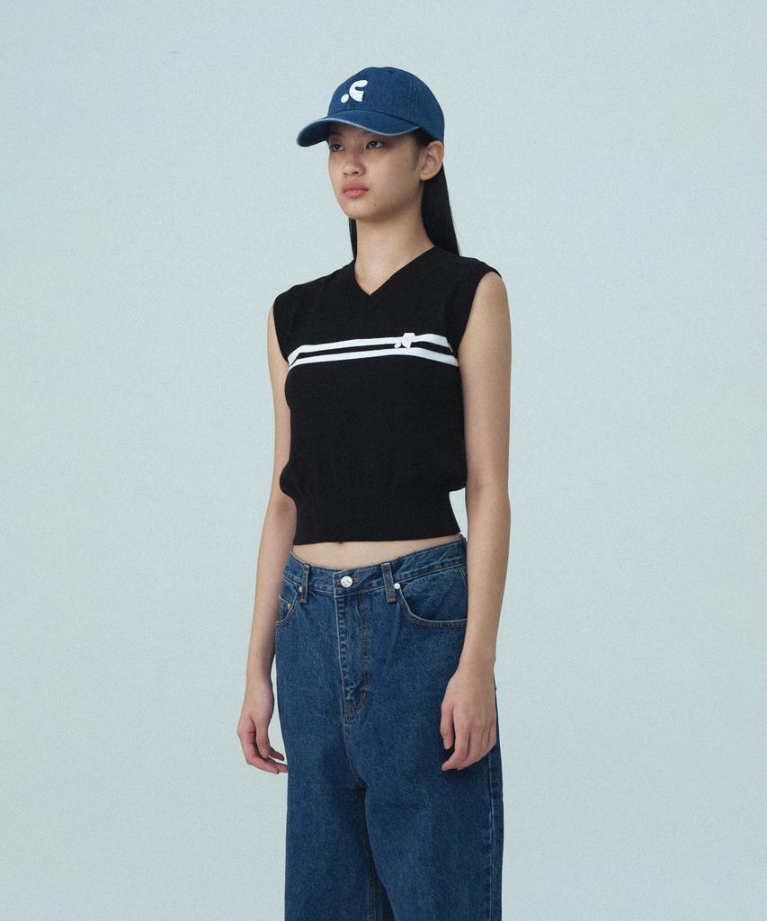 Rest&Recreation Double Line Knit Vest - Black