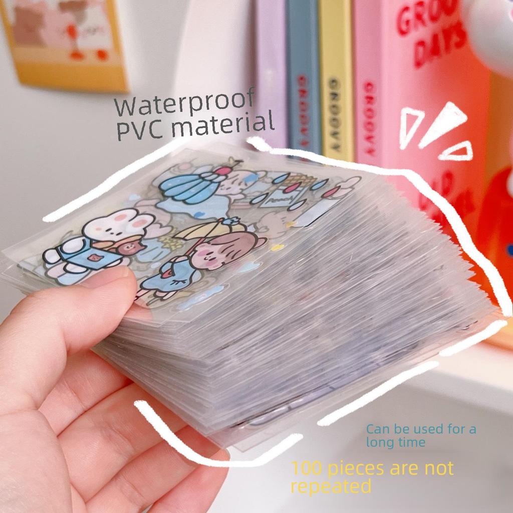 Sada roztomilých kreslených samolepek do deníku - 100 kusů, dekorativní dárkové balení