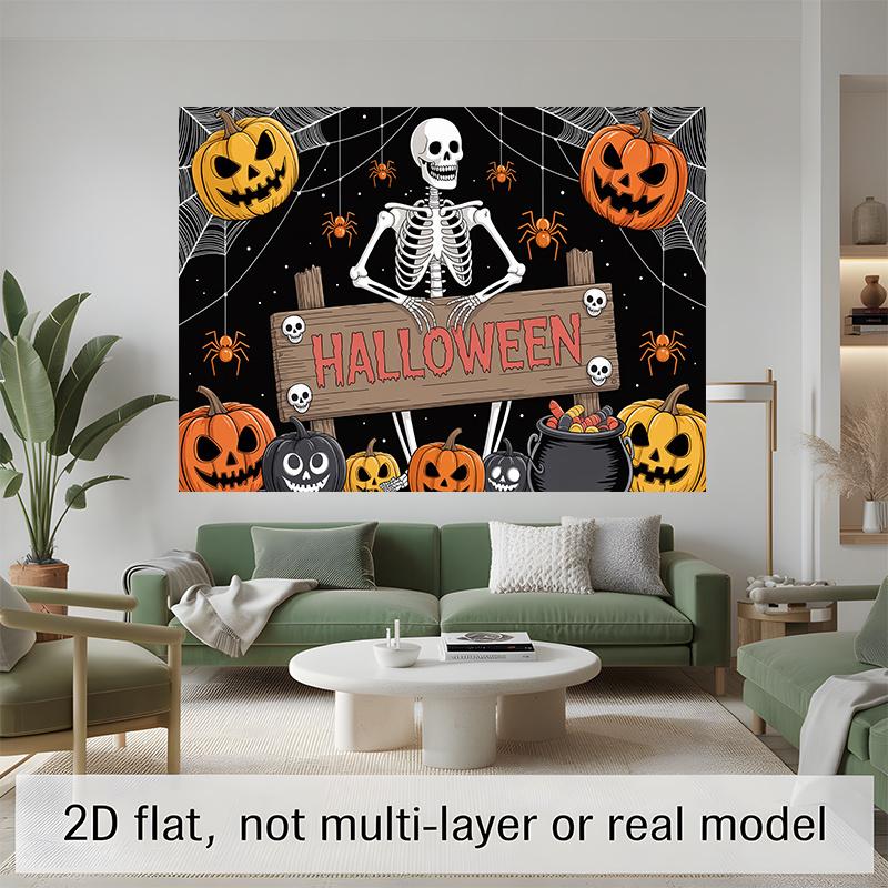 Party Backdrop Halloween Flat Banners Spooky Skeleton Pumpkin Celebrations Wedding Enthusiasts Photo Booth Decor Front Door Decor