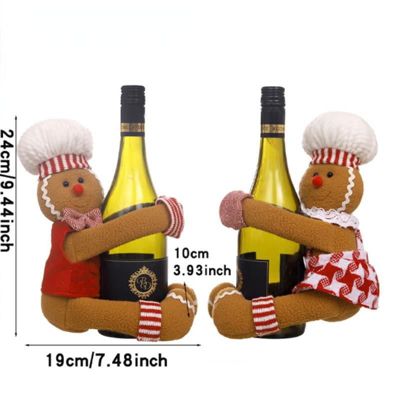 Christmas Decoration Supplies Couple Gingerbread Man Doll Wine Bottle Hug Wine Bottle Sleeve Creative Wine Bottle Decoration