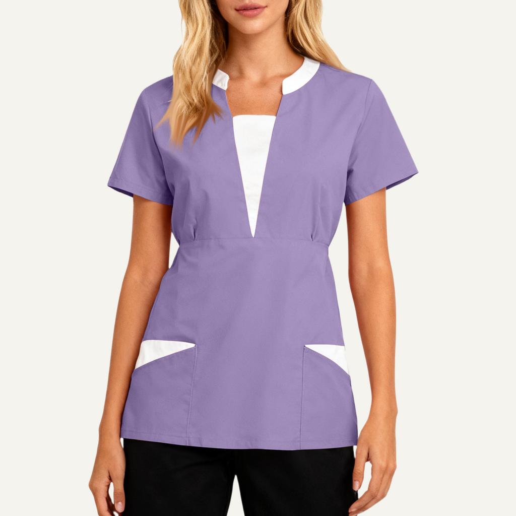 Women's Loose And Comfort V-Neck Casual  Work Clothes Top Short Sleeve Shirt