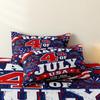 3 Pieces USA Anniversary Print Duvet Cover Set, Retro Distressed Red Star Firework Brush Stroke Patriotic Print Bedding
