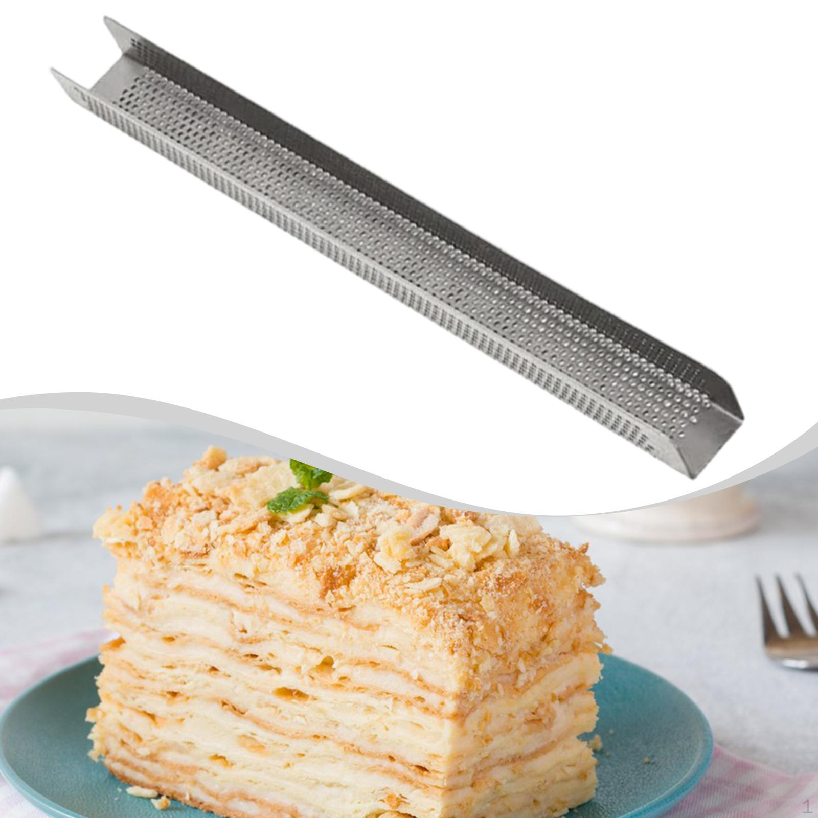 Pan, Pastry Non-stick Stainless Steel Napoleon Rectangular Perforated Surface for Cake 25cmx2cmx2cm