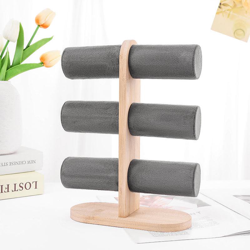 

Подставка для браслетов из бамбука и дерева - стойка и органайзер для ювелирных изделий 29.2*9.1*20 cm серый