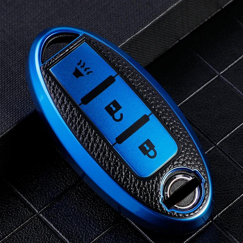 Car Key Case Cover for Nissan Leaf Micra Qashqai J11 J10 X Trail T32 Fob Versa Note Patrol Key Cover AccessoriesTPU Leather