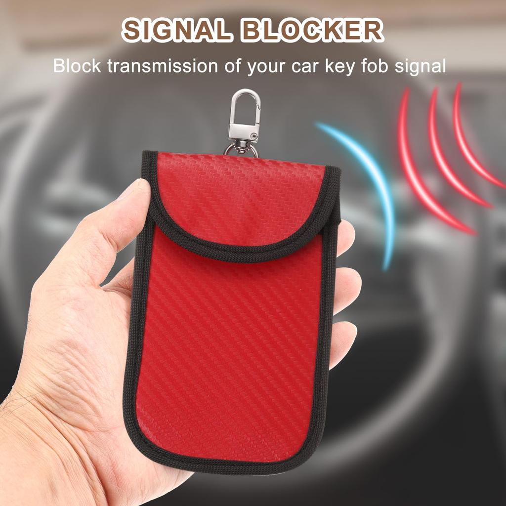 Uxcell Faraday Pouch for Vehicle Keys of Faraday Bag RFID Key Fob Signal Security Red (Set 2), Protector, Blocking, Anti-Theft Case, Cage,