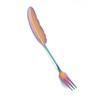 HANYANG Feather Spoon Golden 304 Stainless Steel Fruit Fork Literary Small Spoon Spoon Spoon Creative Tableware Colorful Feather Spoon