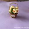 Blue Crochet Puff Flower Desk Ornament: Knitted Potted Plant Decoration