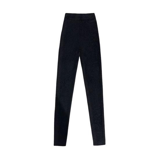 Women Stretchy Leggings High Waist Plush Thickened Warm Trousers Slim Fit Butt Lifting Winter Bottom Pants