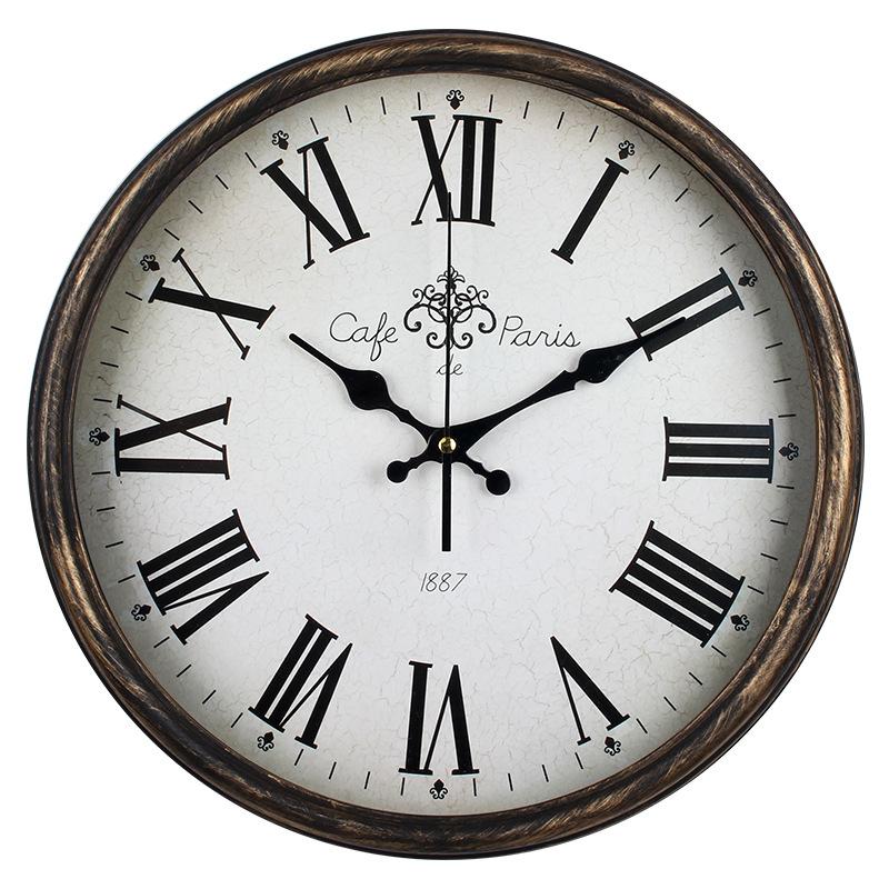 

Wall Clock Living Room Home Fashionable Roman Font Quartz Clock Modern Simple Metal Clock Clock Round Wall Hanging 38CM [Style] Bronze