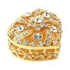 Heart Shape Rings Earring Storage Container With Gemstones And Pearls Decoration