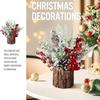 1pc Christmas Tabletop Tree Decor - Classic Snowy Pine Cone & Red Berries,Durable Holiday Centerpiece for Home/Family Gatherings