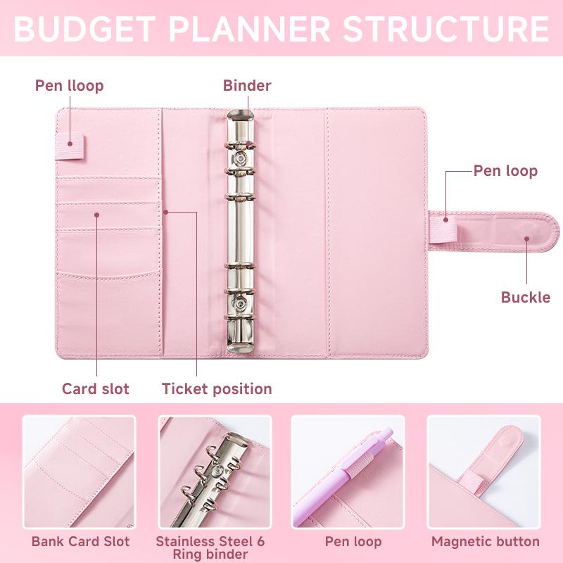 Cross-Border A6 Macaron Cash Budget Notebook with Creative Labelable Journal Binder